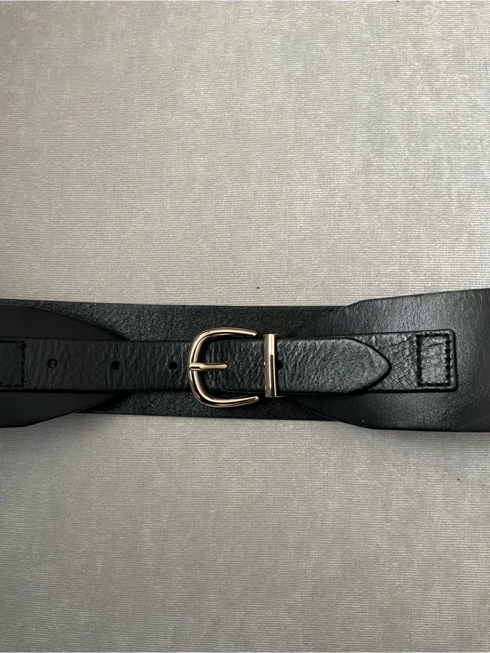 H&M Black Leather Gold Buckle Wide Belt Size XSmall